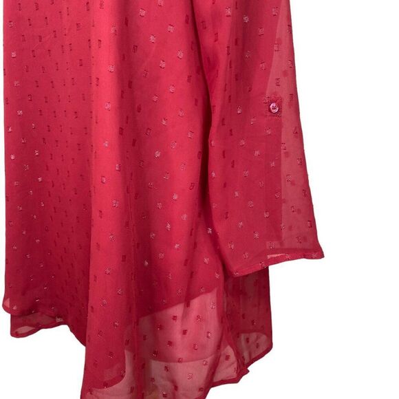 Maurices Sheer Red Blouse Long Sleeve Size Medium - Picture 4 of 6